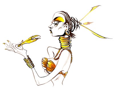 Model with lobster claw by Neale Osborne